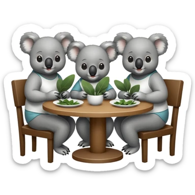 4 koalas à table sticker