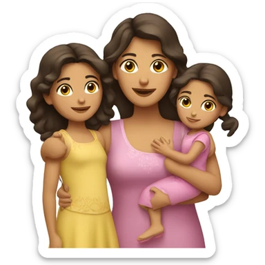 Hispanic mother with her two daughters sticker