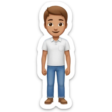 grown  2D line-drawn character + small shop sticker