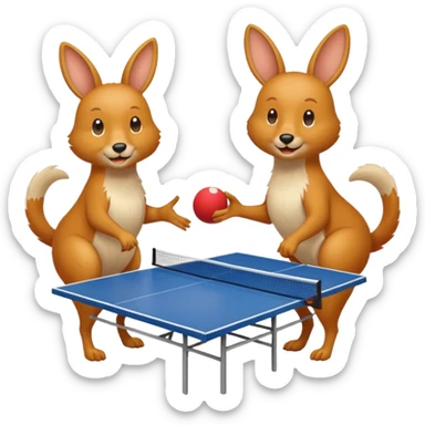 deux animaux qui jouent au ping pong sans la table sticker