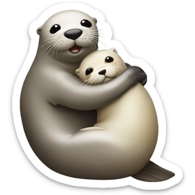 seal hugging otter  sticker