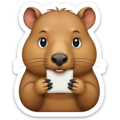 emoji of capibara chewing white paper sticker