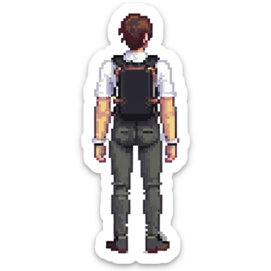 demotivated person with semi-bent legs, back posture sticker