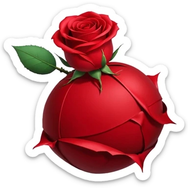 Deep red (#7A0F1E) no gradients, transparent background, high contrast, clean gothic aesthetic, designed to be readable at 128x129px a red rose wrapped around a bomb sticker