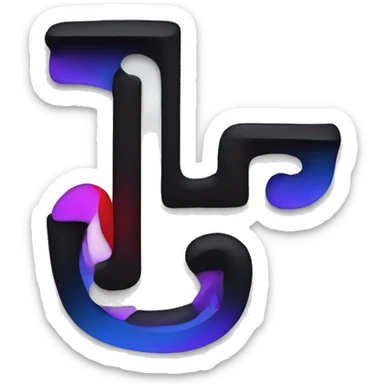 black background, white letter "L" with the shadows purple blue and red like an outline sticker