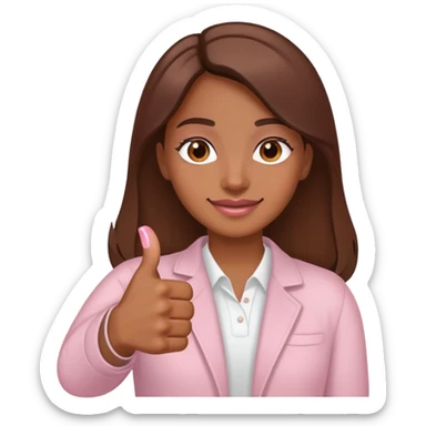 Medium brown skin hand thumbs up with light pink painted fingernail polish  sticker