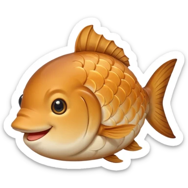 delicous fish-shaped bun like simple emoji for using app with cute bun and 측면에서 바라보는 붕어빵 이미지 비늘은 최대한 안보이게 귀여운 이미지로 sticker