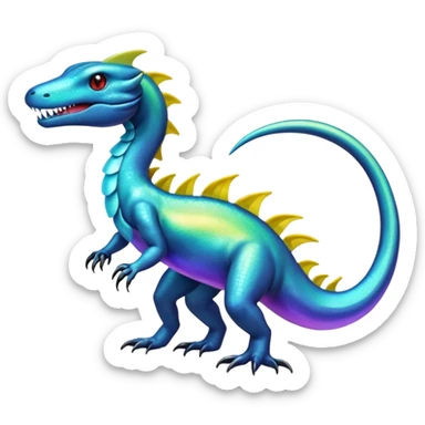 Shiny Iridescent Aurorus-Helioptile-Salandit-Fakémon-hybrid-creature (full body)  sticker