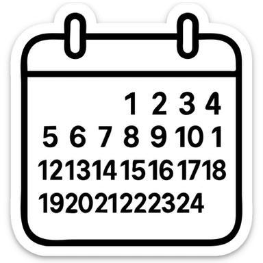 Simple calendar icon with date numbers visible sticker
