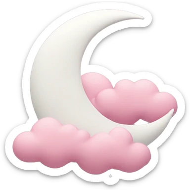 White Crescent moon and pink clouds sticker