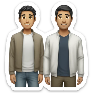 Arab asian and italian male friends standing together sticker