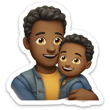 young happy father holding his son sticker