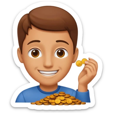 Person picking up pennies sticker