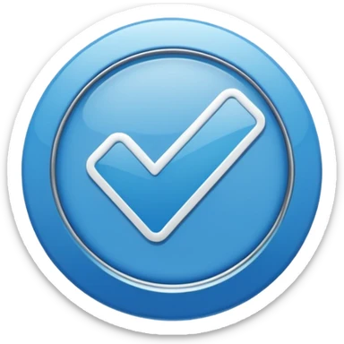 a small, round blue badge with a white check mark in the center, similar in style to the verification badge seen on social media sticker