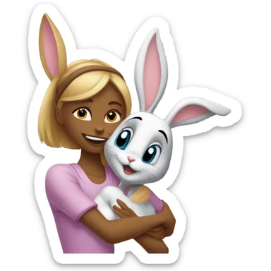Lola Bunny and Bugs Bunny hug sticker