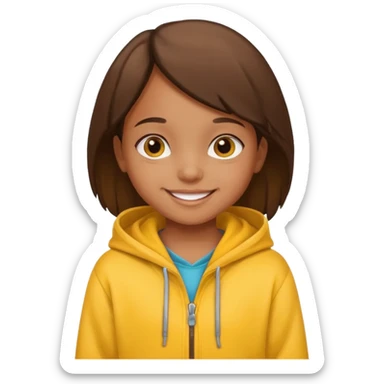 brown girl kid in yellow hoodie sticker