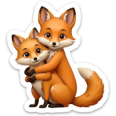 A cute female 9 tail fox hugging a meerkat sticker