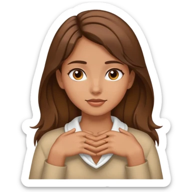 brown hair girl with hands around her neck sticker