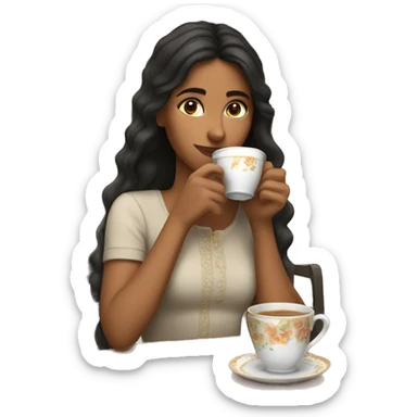 Spanish Girl sipping tea sticker
