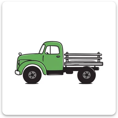 ZIL 130 Soviet truck with green cabin and flatbed, classic vintage Russian truck from 1960s sticker