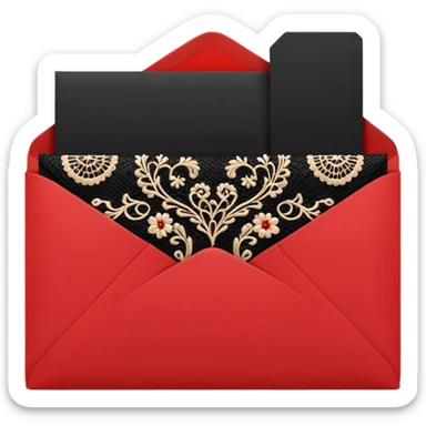 a black and red aesthetic beautiful envelope with lace sticker