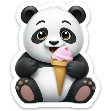 Panda eating ice cream sticker