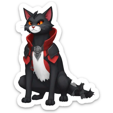 Anthro cool edgy elegant beautiful black punk red fantasy nargacuga-bat-cat-Fakemon collar harness warrior full body sticker