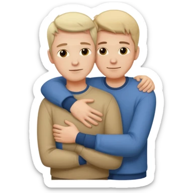 Two males hugging for comfort sticker