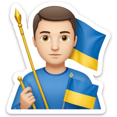 The Ukrainian man with flag sticker