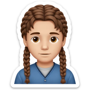 Boy with brown wavy hair in braids sticker
