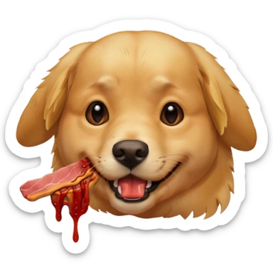 A dog ate a meat. sticker