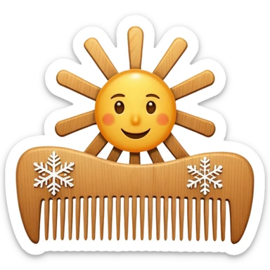 comb with a small sun and snowflake nearby sticker