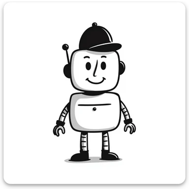 robot wearing a cap sticker