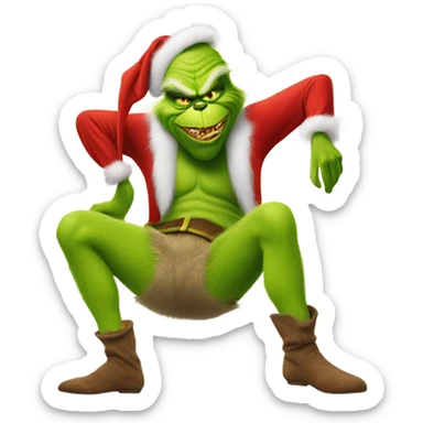 the grinch with human legs sticker