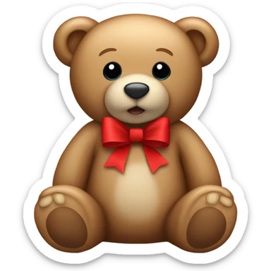 Light brown teddy bear with red bow  sticker