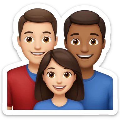 Un trouple deux hommes une femme brune qui sont tous ensemble  sticker