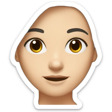 White woman with shoulder length dark brown hair parted in the middle wearing black top sticker