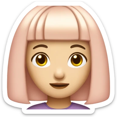 A cute Asian girl with bob hair and pink cheeks sticker