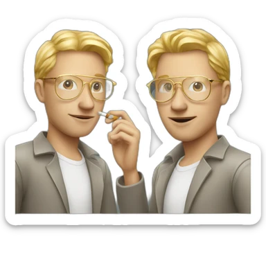 blonde white man with golden aviator glasses smoking cigarette sticker