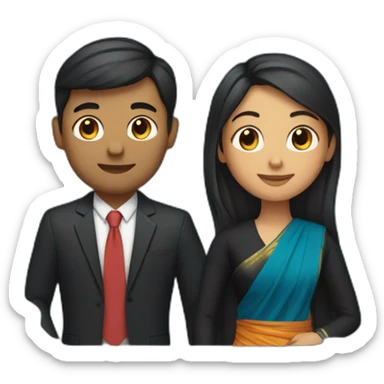 Girl wearing black saari with guy wearing blue blazer  sticker