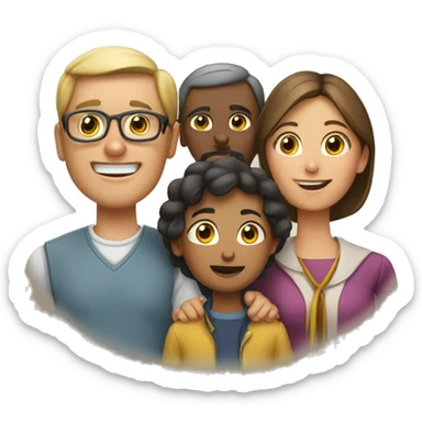 familia papa, mama, 2 hermanos y 1 hermana sticker