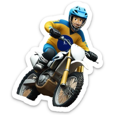 Hockey player on dirt bike  sticker