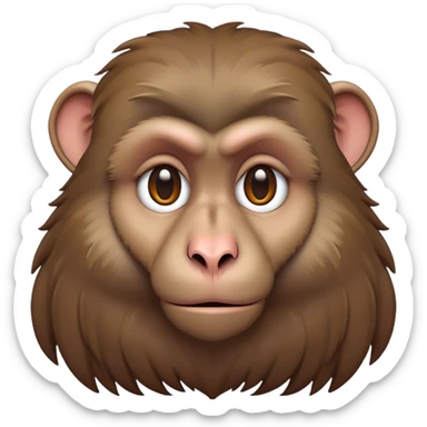 Cinematic Noble Baboon Portrait Emoji, Poised and regal, with a robust, muscular build and a richly textured Fur of earthy browns, deep-set soulful eyes with a mischievous glint, Simplified yet sharp and sophisticated features, highly detailed, glowing with a warm, dignified glow, high shine, intelligent and bold, stylized with an air of untamed urban majesty, focused and attentive, soft glowing outline, capturing the essence of a watchful and confident primate, so majestic it feels as though it could stride out of the screen with effortless authority! sticker