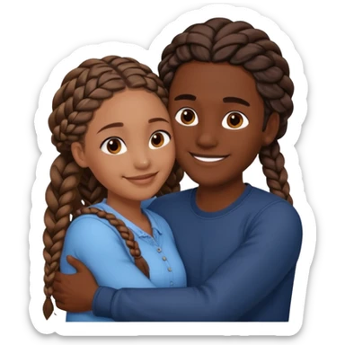 dark skin girlfriend with braids hugs brown skin boyfriend with long hair  sticker