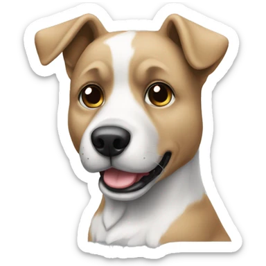 emoji de whatsapp de un perro blanco y negro en 2d sticker