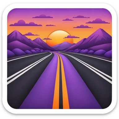 road with sunset sticker