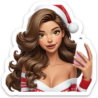 smiling girl in santa hat sticker