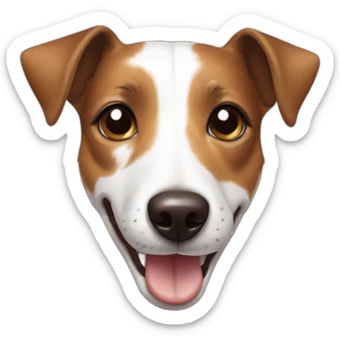 White and brown Jack Russell Dog smiling with a stain in the middle of her head  sticker