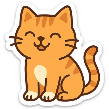 flat toon style happy cat sticker