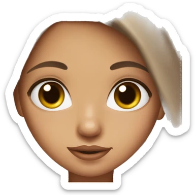 Beautiful tanned girl, long hair, brunette with brown hair, blue eyes, baby pink lips  sticker